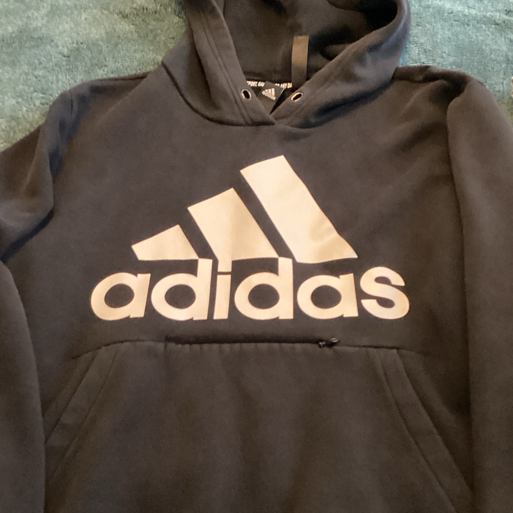 Adidas Charcoal Hoodie with White Logo